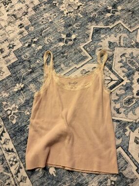 Brandy Melville blush pink ribbed lace-trim cami